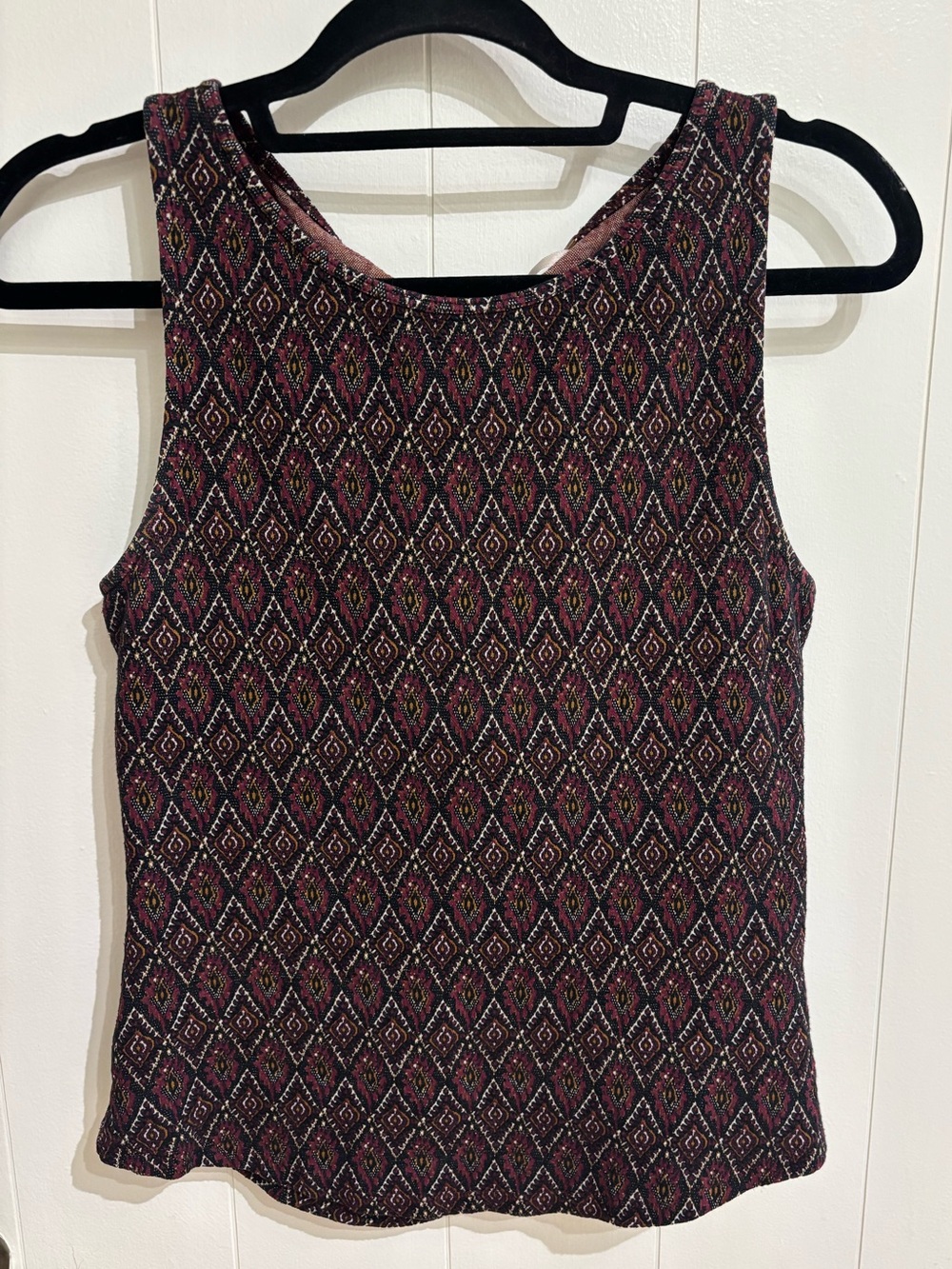 Free People Sleeveless Diamond-Print Tank Top in Deep Burgundy